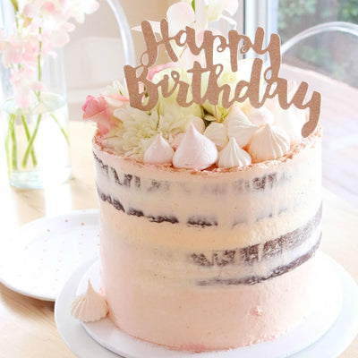 Happy Birthday Cake Topper - Rose Gold