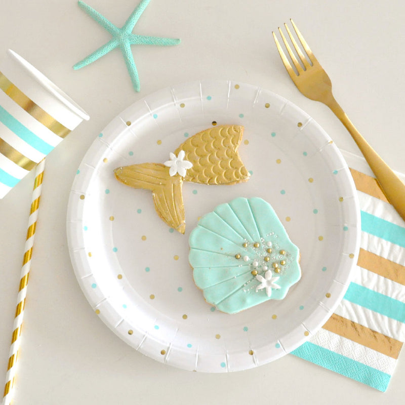 Gold & Mint, Stripe & Dots Luncheon Napkin - Pack of  20