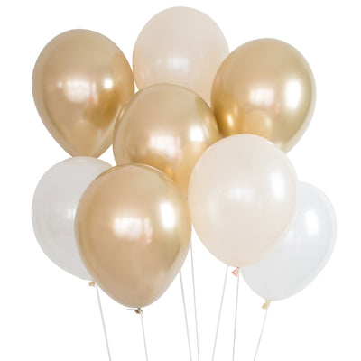 Balloon Bouquet - Pack of 8 - Gold & White