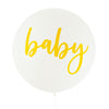 Balloon Jumbo Round Printed Baby - White With Gold Print