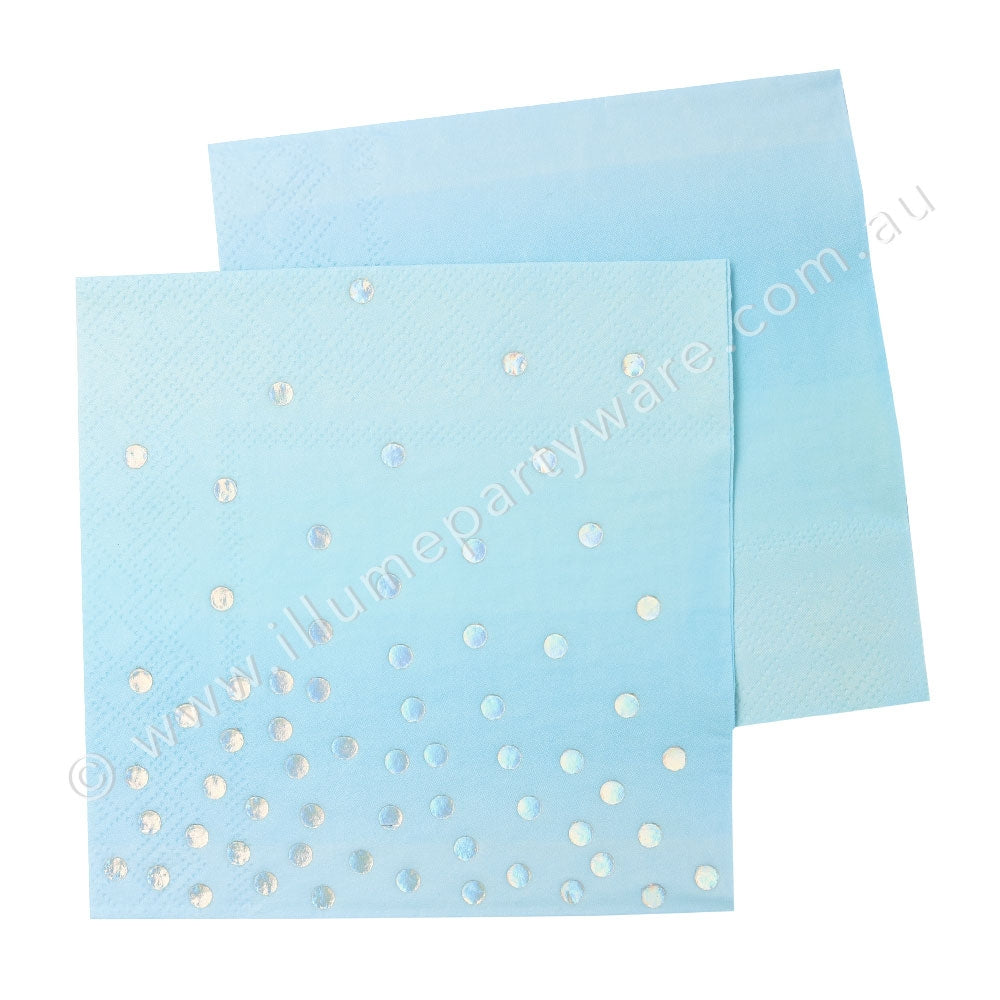 Blue Iridescent Cocktail Napkin - Pack of  20 - 3ply