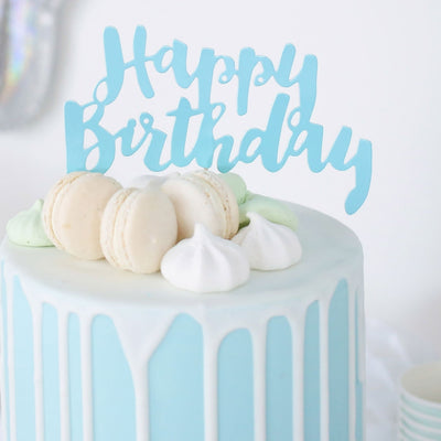 Cake Topper - Happy Birthday - Blue Foil