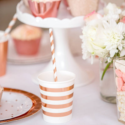 Rose Gold Stripes Cup - Pack of 10