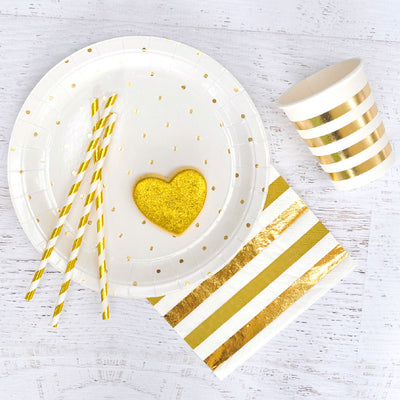 Gold Stripes & Dots Luncheon Napkin - Pack of 20