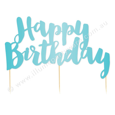 Cake Topper - Happy Birthday - Blue Foil