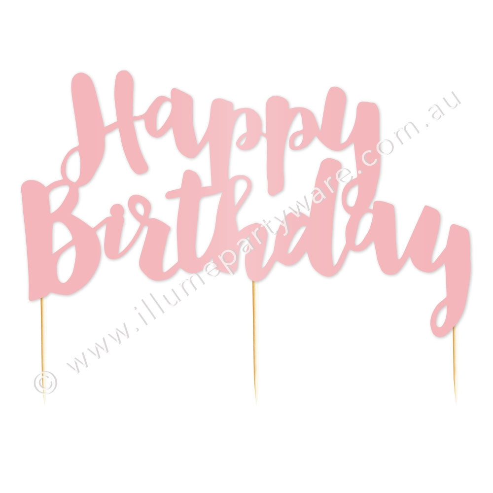 Cake Topper - Happy Birthday - Pink Foil