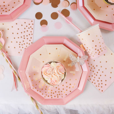 Pink & Peach Dessert Plate - Pack of 10 - 7” (18.5cm) diameter