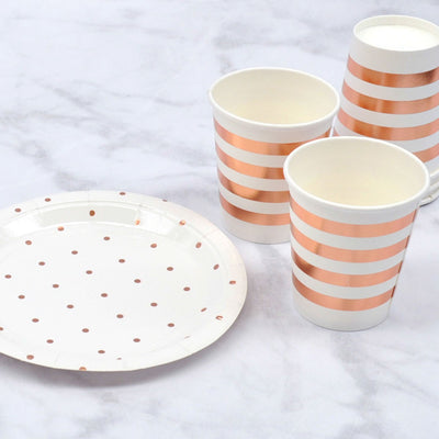 Rose Gold Stripes Cup - Pack of 10