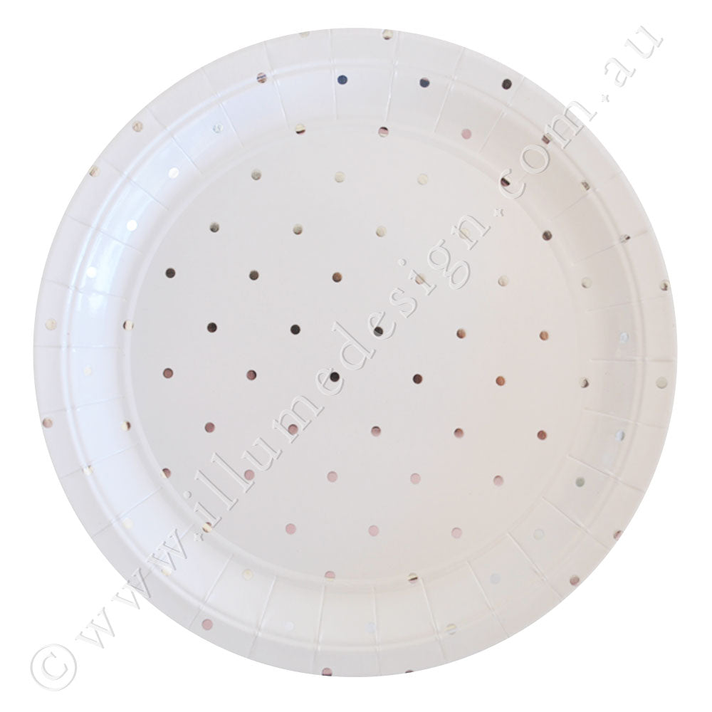 Silver Dot Large Plate - Pack of 10