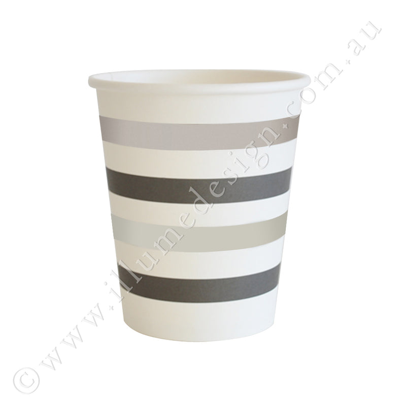 Silver & Black Stripe Cup - Pack of 10