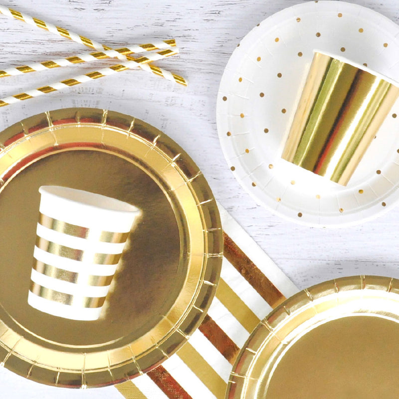 WHITE & GOLD FOIL Digital Paper Pack Metallic Confetti