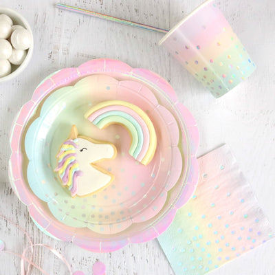 Iridescent Pastel Dessert Plate - Pack of 10 - 7” (18.5cm) diameter