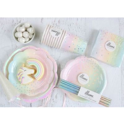 Iridescent Pastel Dessert Plate - Pack of 10 - 7” (18.5cm) diameter